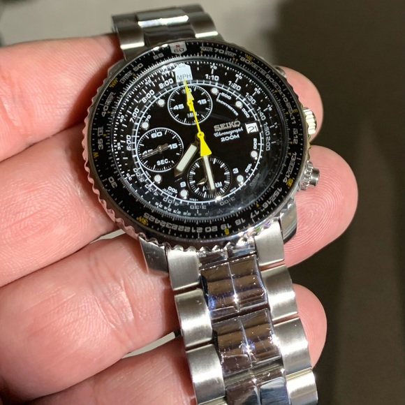 Seiko Flightmaster Chronograph Watch SNA411 Alarm - Picture 2 of 11